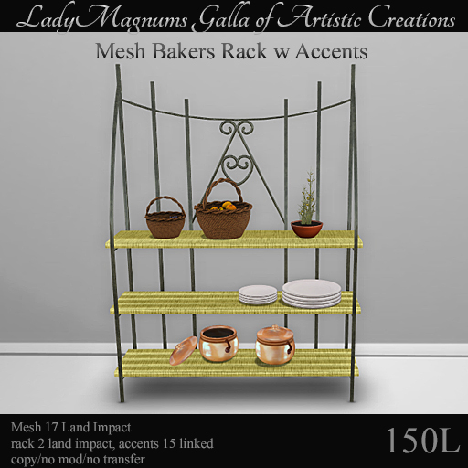 LadyMs Mesh Bakers Rack w Accents - Linen 4