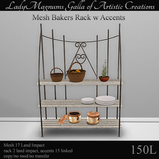 LadyMs Mesh Bakers Rack w Accents - Linen 3