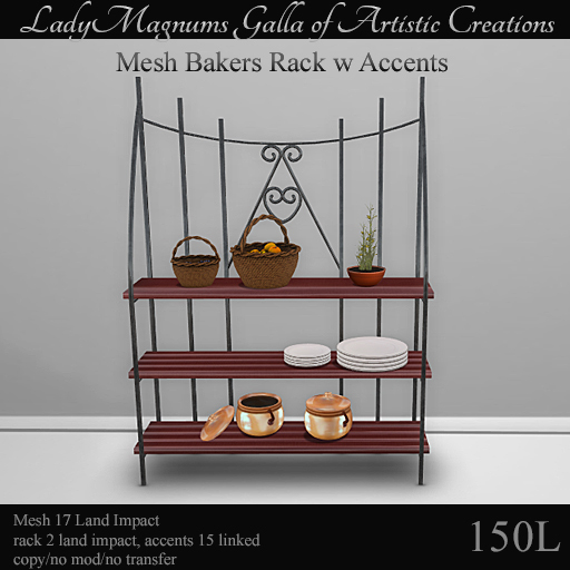 LadyMs Mesh Bakers Rack w Accents - Linen 1