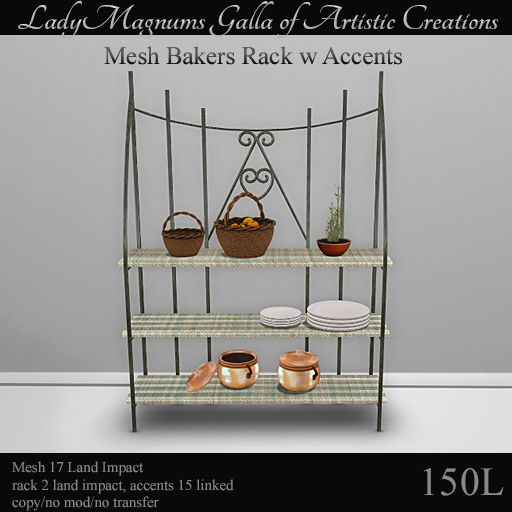 LadyMs Mesh Bakers Rack w Accents - Vinyl 3