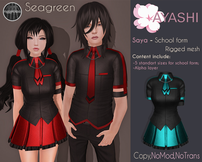 [^.^Ayashi^.^] Saya school form-Seagreen