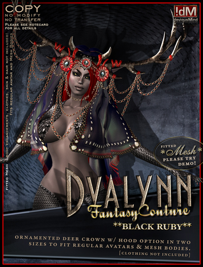 !dM deviousMind "Dvalynn" **BLACK RUBY** Deer Crown