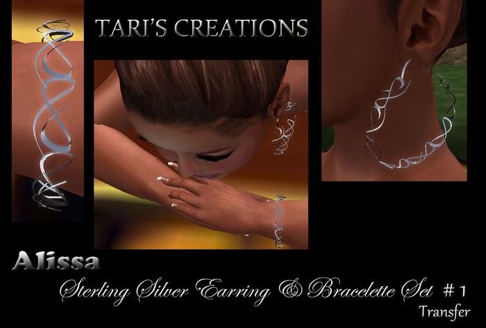 Tari'sCreations-Alissa SterlingSilverEarring&BraceletteSet#1Box