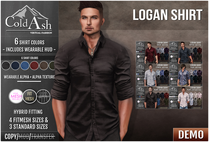 {COLD-ASH} DEMO Mens MESH LOGAN Shirt