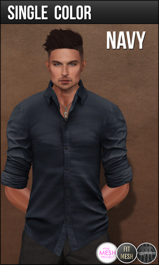 {COLD-ASH} Mens MESH LOGAN Shirt /NavyPlain (SingleColor)