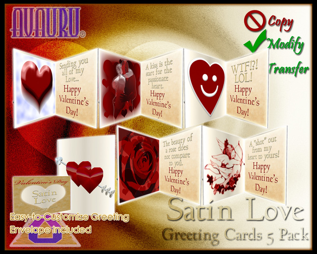 Satin Love Greeing Card - 5 Pack