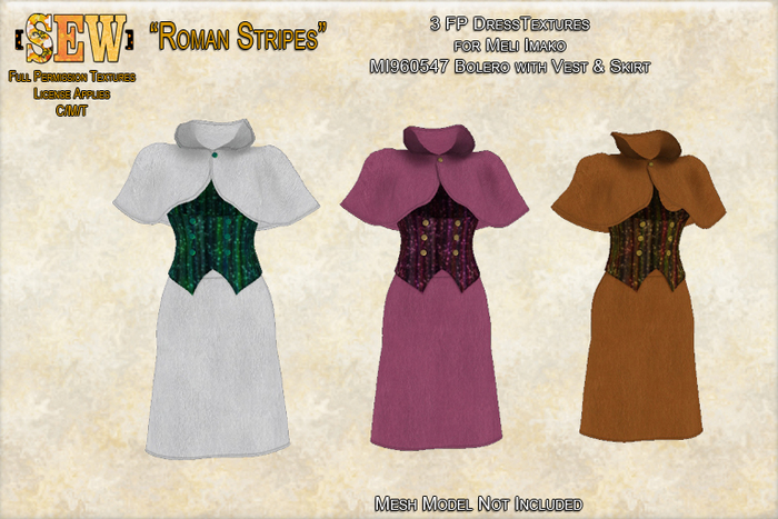 [SEW] FP Tex MI960547 Bolero with Vest & Skirt - Roman Stripe