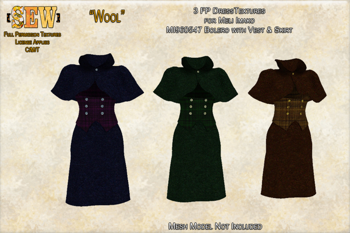 [SEW] FP Tex MI960547 Bolero with Vest & Skirt - Wool