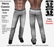 GridWear Classic Mens Jeans - Gray