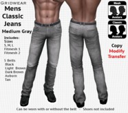GridWear Classic Mens Jeans  - Medium Gray