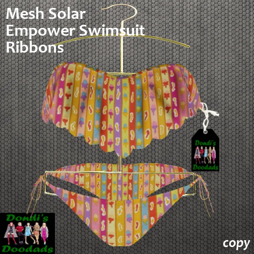Dondi's Doodads Mesh Solar Empower Swimsuit Ribbons