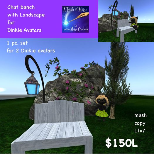 Second Life Marketplace - Dinkie Chat bench for 2 with landscape (crate)