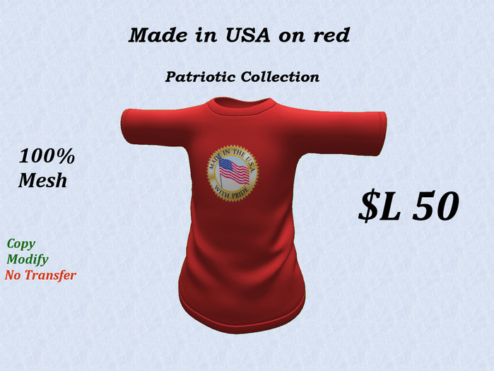Made in USA on red  T-Shirt (M XS)