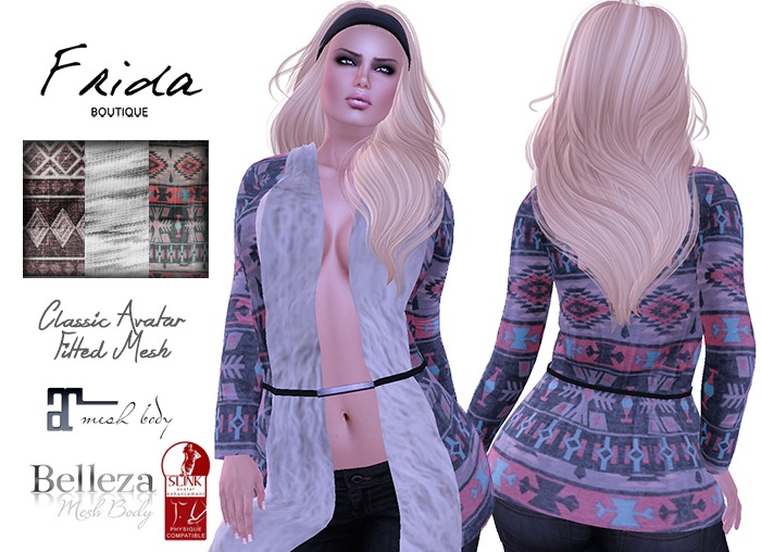 Cardigan w. Belt Mesh