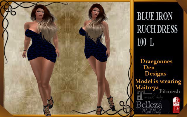 ALL SIZES BLUE IRON RUCH DRESS