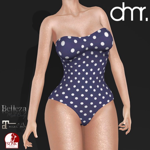 [DR] Laced Bodysuit Polka dot Blue LL ::Mesh::