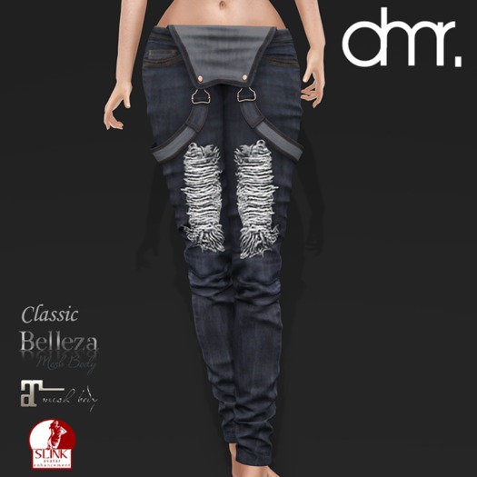 [DR] Overalls P.g.A Jeans Dark Blue ::Mesh::