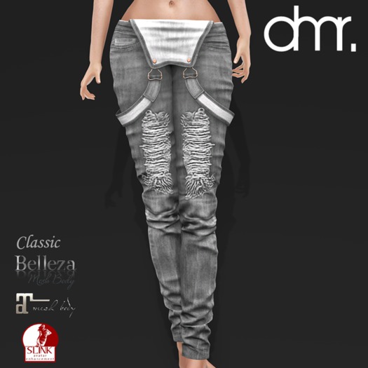 [DR] Overalls P.g.A Jeans Gray  ::Mesh::