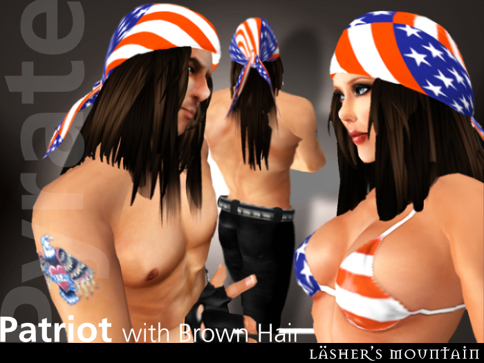 4th July STARS AND STRIPES with Brown Pyrate Hair & Bandanna