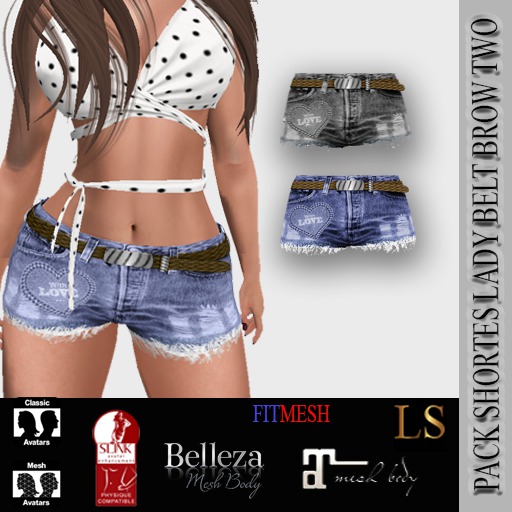 PACK SHORTES LADY BELT BROW TWO