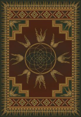 DreamCatcher Rug in Dark Red & Forest Green