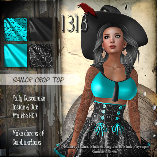 (*<*) 1313 Sailor Crop Top - Blue Spook