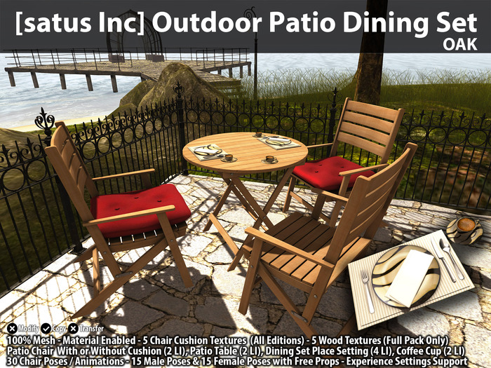 [satus Inc] Outdoor Patio Dining Set - Oak