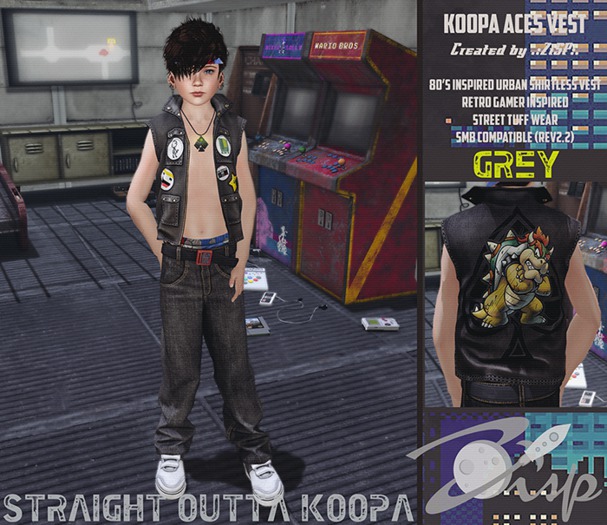 .:ZiSP:. - Koopa Aces Vest - Grey (SMB)