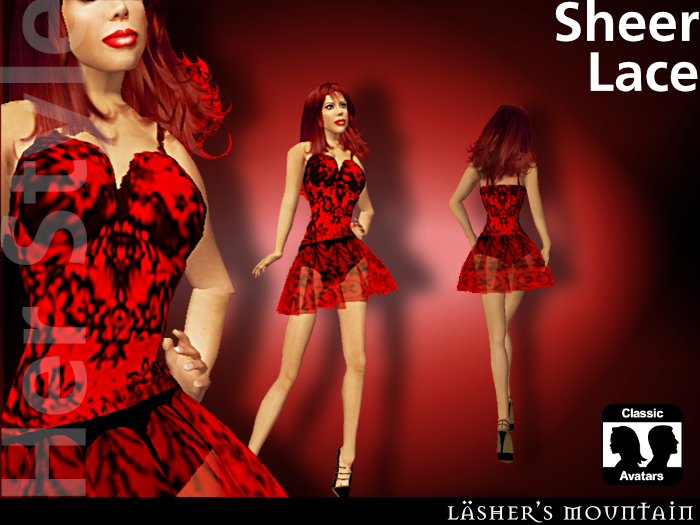 Sheer - Red Lace  Dress