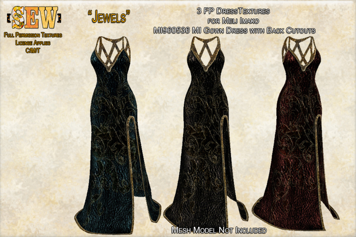 [SEW] FP Tex MI960536 MI Gown Dress with Back Cutouts Jewels