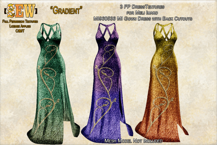 [SEW] FP Tex MI960536 MI Gown Dress with Back Cutouts Gradient