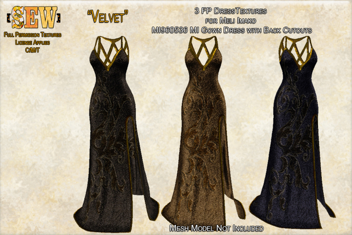 [SEW] FP Tex MI960536 MI Gown Dress with Back Cutouts Velvet