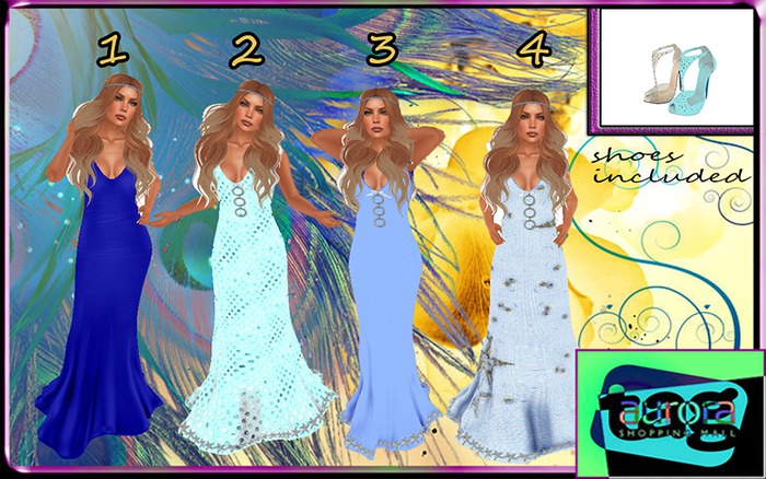 TAG! Open Back Gown & Shoes Blue