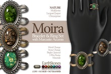EarthStones Moira Bracelet & Ring Set - Nature (wear to open)