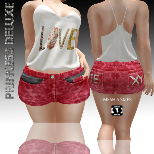 :.P.D.Denim Shorts_Sexy_RED