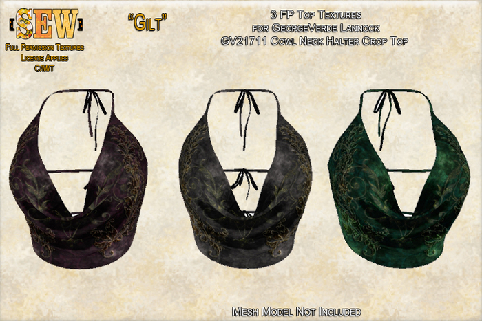 [SEW] FP Tex GV21711 Cowl Neck Halter Crop Top Gilt