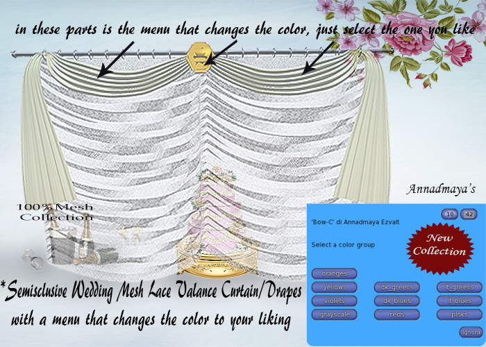 *Semisclusive Wedding Mesh Lace Valance Curtain/Drapes