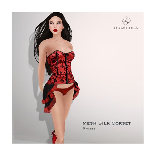 ORQUIDEA Mesh Silk Corset - Red