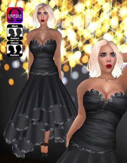 nessie black gown with appliers