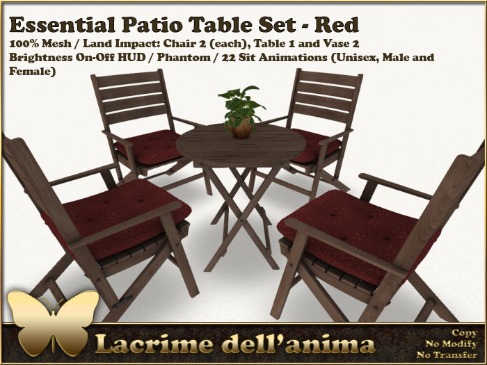 Essential Patio Table Set - Red