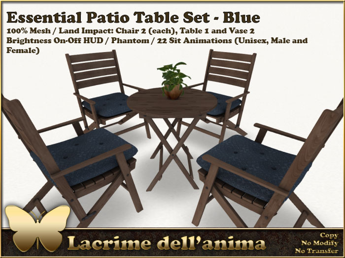 Essential Patio Table Set - Blue