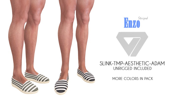 ILLI - [SLink,MeshProject Men,Aesthetic,Adam] Enzo Striped Espadrilles (HUD Driven) - PROMO