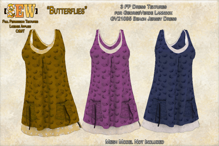 [SEW] FP Tex GV21085 Beach Jersey Dress Butterflies