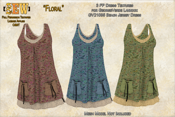 [SEW] FP Tex GV21085 Beach Jersey Dress Floral