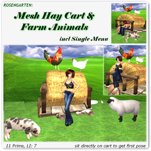 Mesh Farm Cart with  animals & single poses
