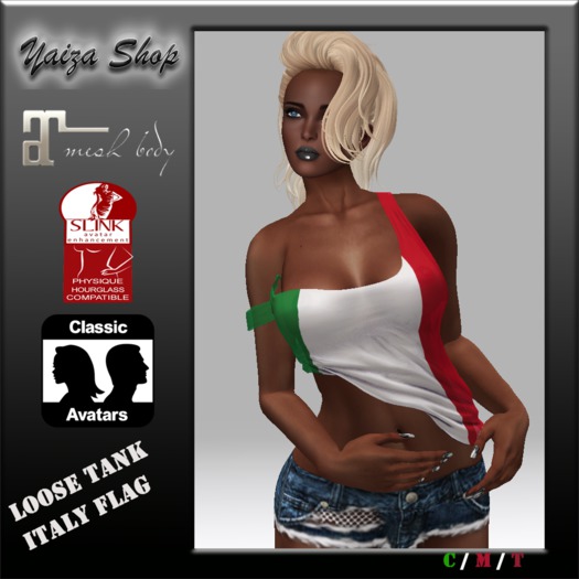 [Yaiza] MESH - Loose-Tank Top (Italy flag)