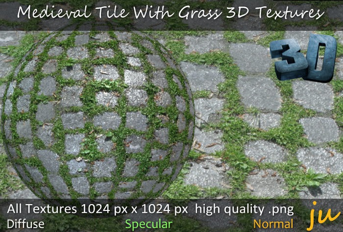 JU Medieval Tile With Grass 3D Textures Full Perm