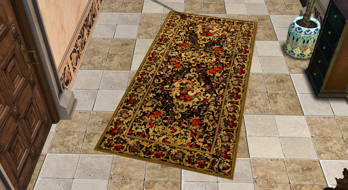 Russian Floral Tapestry Rug -- Vintage