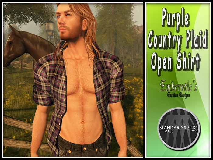~ Purple Country Plaid Unbutton Shirt ~