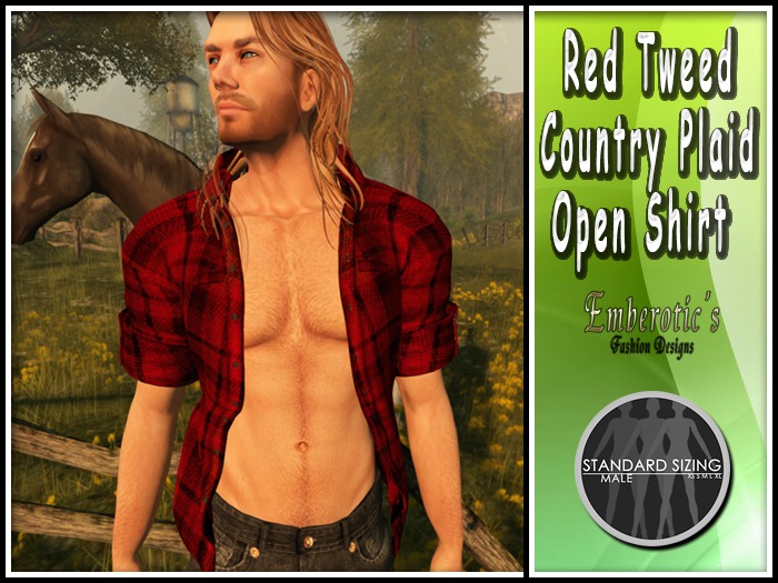 ~ Red Tweed Country Plaid Unbutton Shirt ~